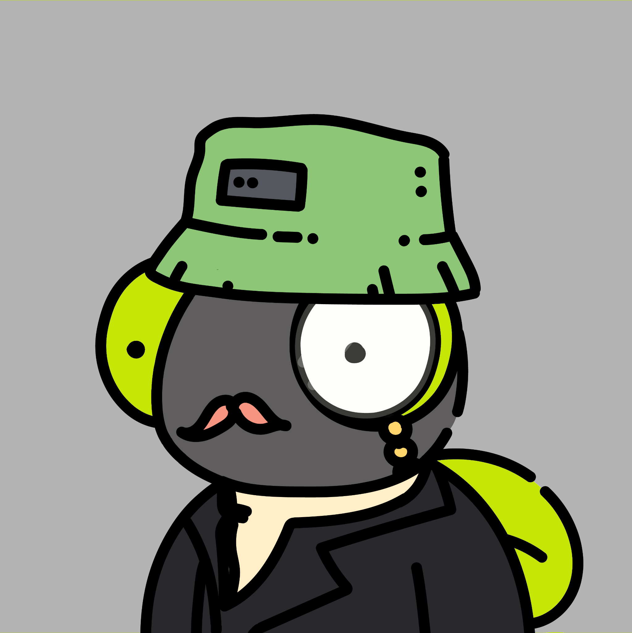 SWATZ character wearing a green bucket hat