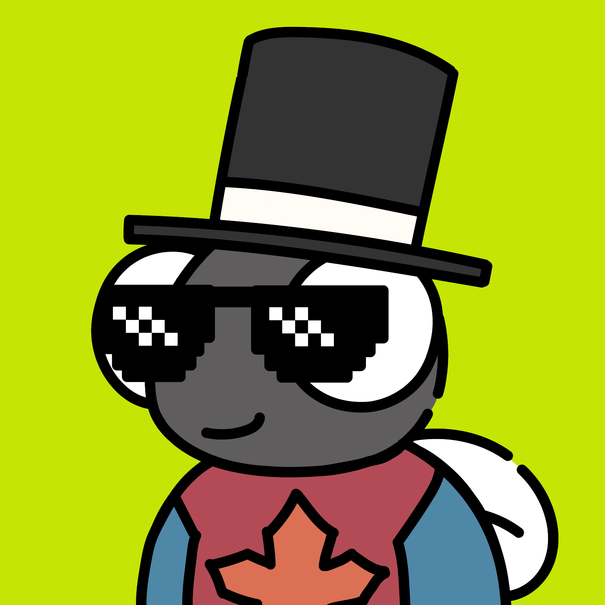 SWATZ character wearing top hat and pixel sunglasses